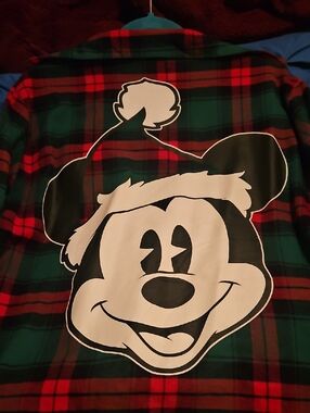 Mickey Mouse Plaid Holiday Flannel Jacket - Red & Green